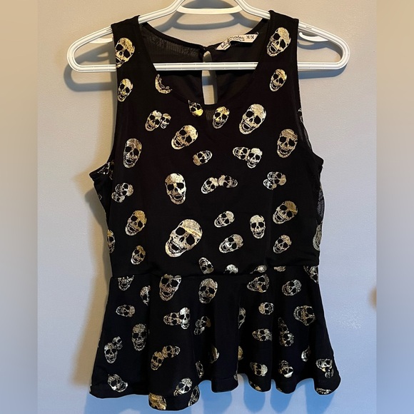 GUC Two black and gold sleeveless peplum tops - Picture 1 of 2